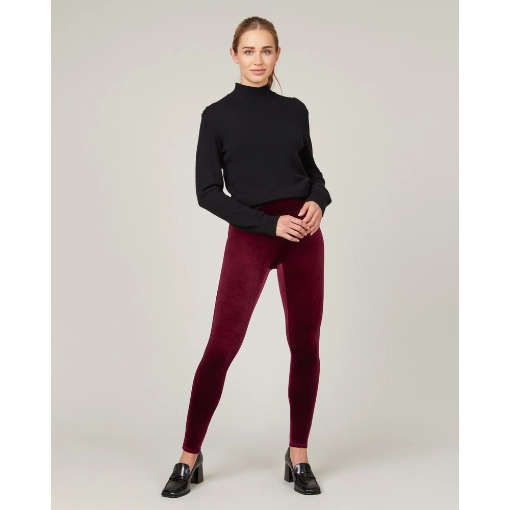 Spanx Women's XL Burgundy Ready-To-Wow High-Waist Velvet Leggings